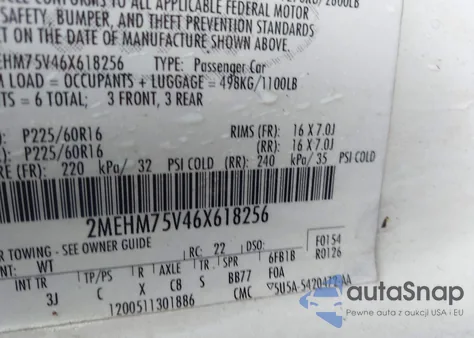 2006 Mercury Grand Marquis Ls из США, поврежденный, VIN 2MEHM75V46X618256